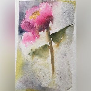 Watercolor peony painting 6” by 9”